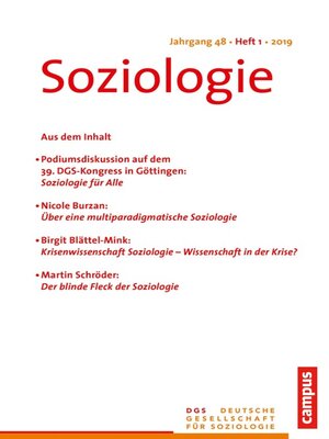 cover image of Soziologie 1/2019